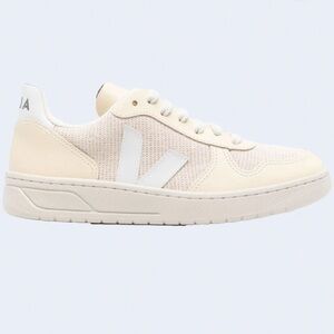 Veja V-10 J Mesh Sneakers in Jute White & Yellow